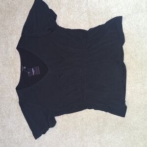 Lucky Brand Black V-Neck Short Sleeve Top